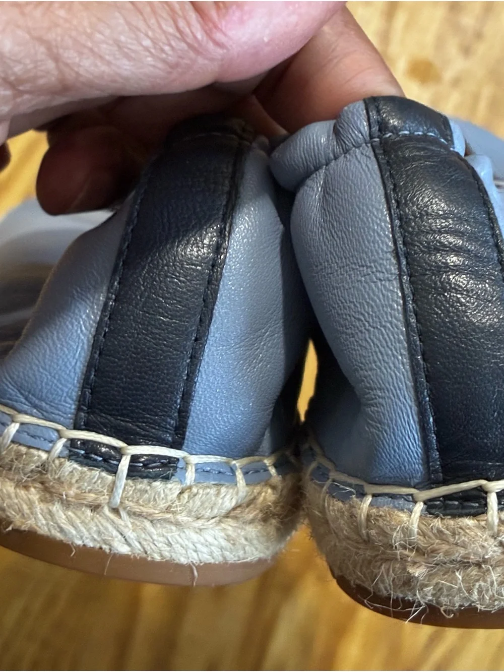 Coach Light Blue Leather Ballet Flats with Black  Dark Blue Cap Toe